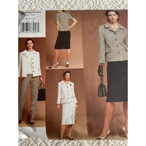 Vogue Misses Dress Jacket Top Skirt Pants Sewing Pattern 2526 Sz 18 - 22 - Uncut - Picture 2 of 9